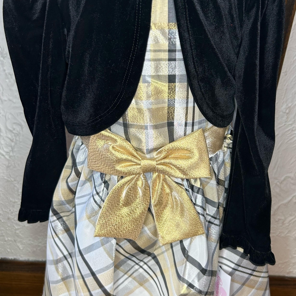 Bonnie Jean Black and Gold Formal Kids Dress